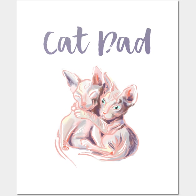 Cat Dad. Sphynx kittens t-shirt Wall Art by Orangerinka